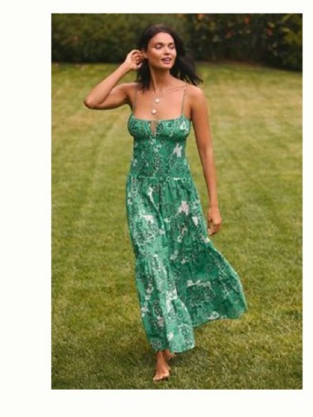 The Josephine Smocked Drop-Waist Dress Green Floral